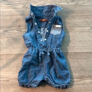 7 for all mankind baby girl jean romper, 3-6 mo